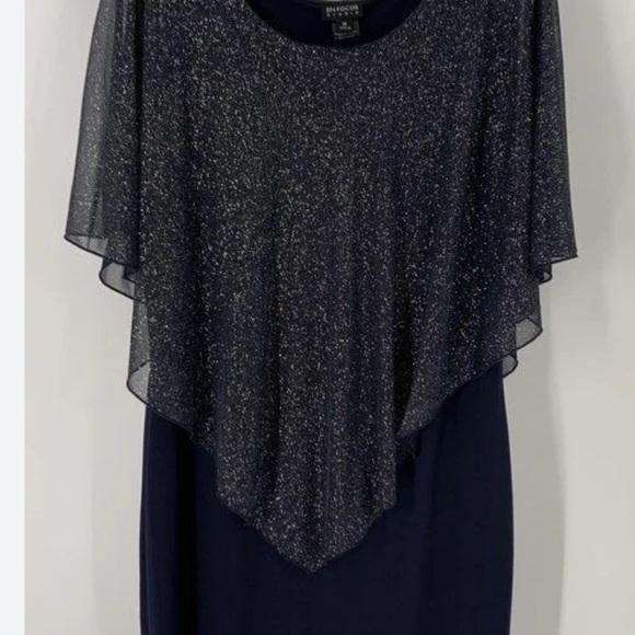 #331 Enfocus Studio Navy Glitter Asymmetrical Dress - Picture 4 of 10